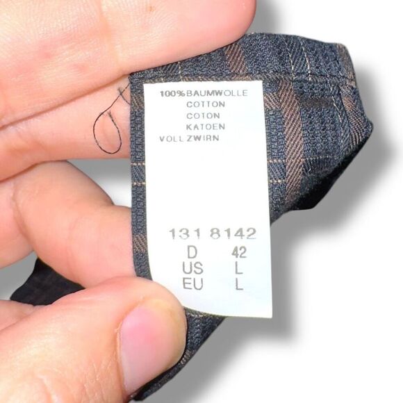 Haupt Ecologic Black Spread Collar 2 Ply Cotton Dress Shirt Sz L 16.5 - Picture 4 of 6